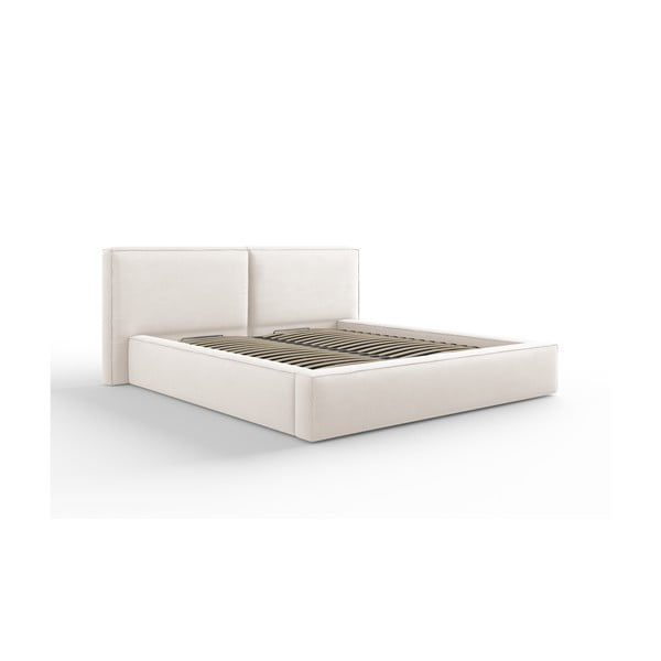 Letto matrimoniale imbottito beige con contenitore e griglia 180x200 cm Arendal - Cosmopolitan Design