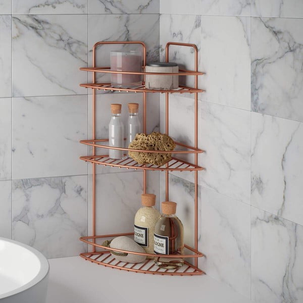 Mensola angolare da bagno a tre piani Rame - Metaltex-image-1