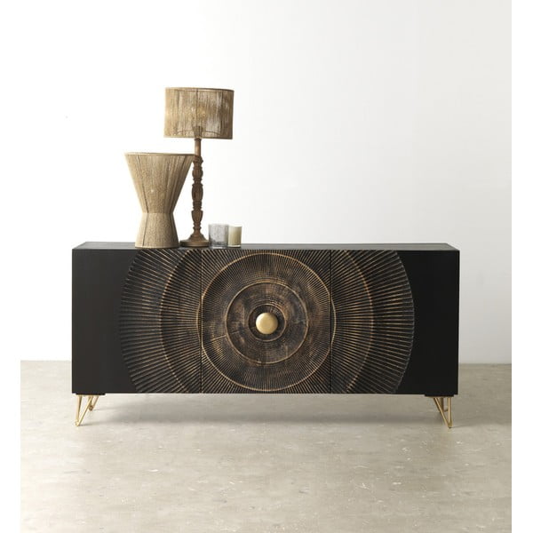 Cassettiera bassa nera in legno di mango 160x75 cm Mango - Geese-image-1