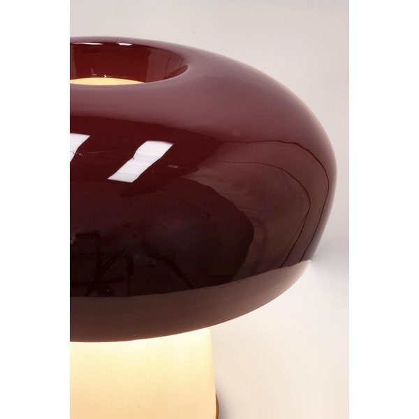 Lampada da tavolo burgundy in metallo con paralume in vetro (altezza totale 35 cm) Clevely – Bizzotto-image-3