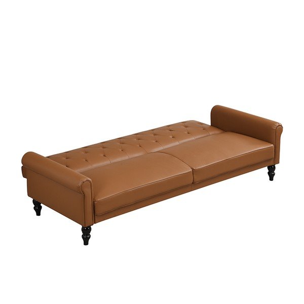Divano marrone cognac reclinabile/allungabile con rivestimento in finta pelle 222 cm Tyne – Støraa-image-4