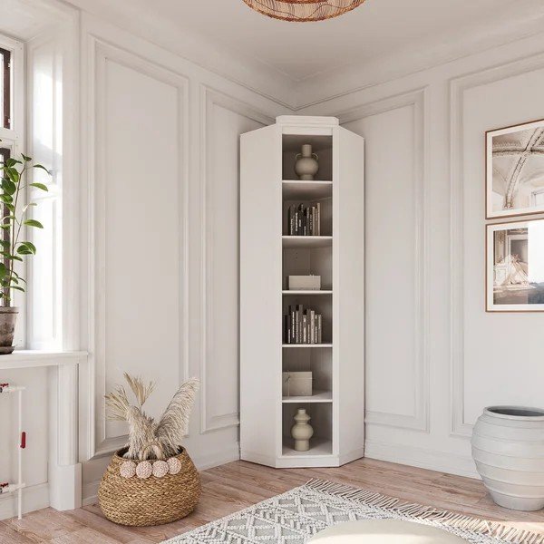 Libreria bianca in pino massiccio 85x219x56 cm Anita – Støraa-image-1