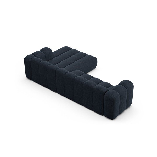 Divano angolare blu scuro (con penisola a destra/con chaise lounge) con rivestimento in ciniglia Lupine – Micadoni -image-3
