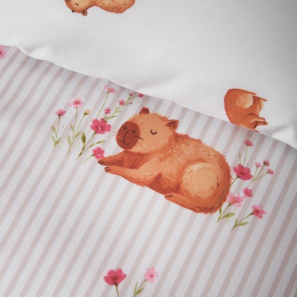 Set copripiumino e federa di colore naturale per letto matrimoniale 200x200 cm Happy Capy(bara) – Catherine Lansfield-image-4