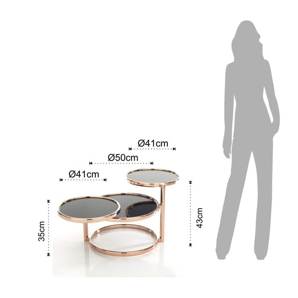 Tavolino girevole in rame con piano nero , ⌀ 50 cm Tree Rings Cooper - Tomasucci-image-1