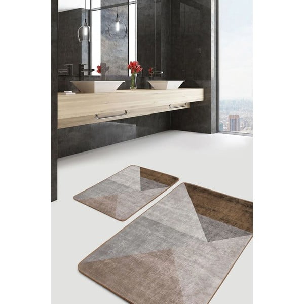 Set di tappetini per il bagno grigi/marroni in velluto 2 pz 60x100 cm – Mila Home-image-4