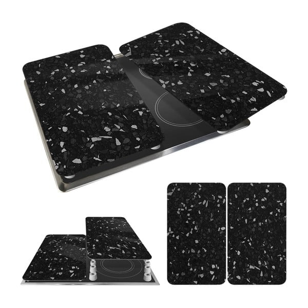 Set di 2 copri stufe in vetro nero Universal - Wenko-image-3