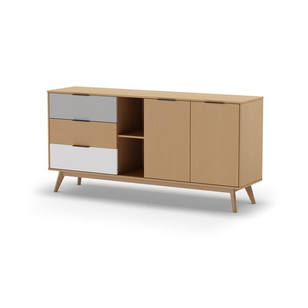 Cassettiera bassa in legno di pino in colore naturale 165x81 cm Elfa - Marckeric-image-2