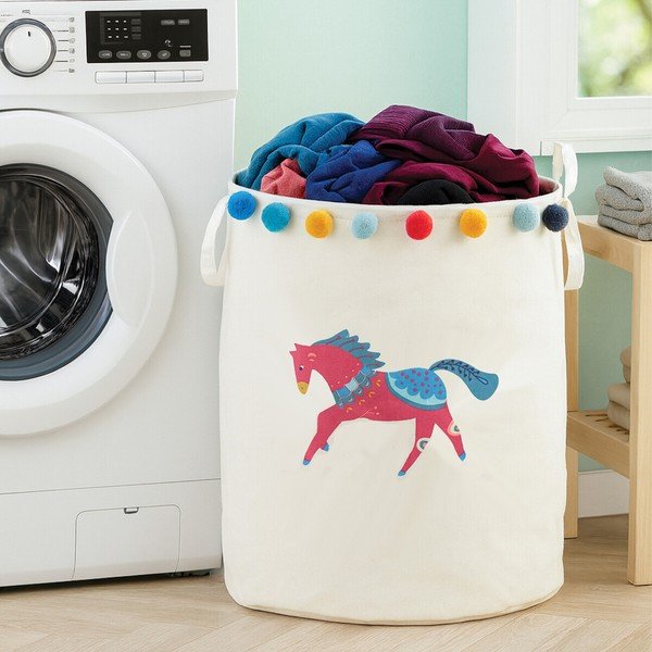 Cesta per giochi da bambino bianca in tessuto ø 38x48 cm Mimo Eclectic Horse – Premier Housewares-image-3