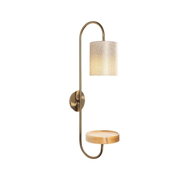 Lampada da parete in metallo color oro con paralume color crema Opviq luci Marylena - Opviq lights-image-3