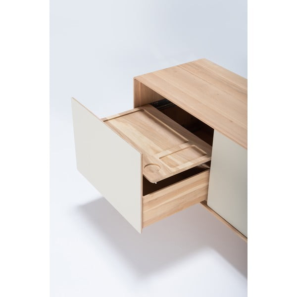 Mobile TV bianco-colore naturale in rovere 180x64 cm Fina - Gazzda-image-1