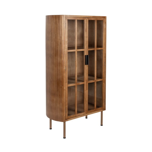 Vetrina di colore naturale in legno di cauciù massiccio 80x140x38 cm Yaz – White Label-image-2