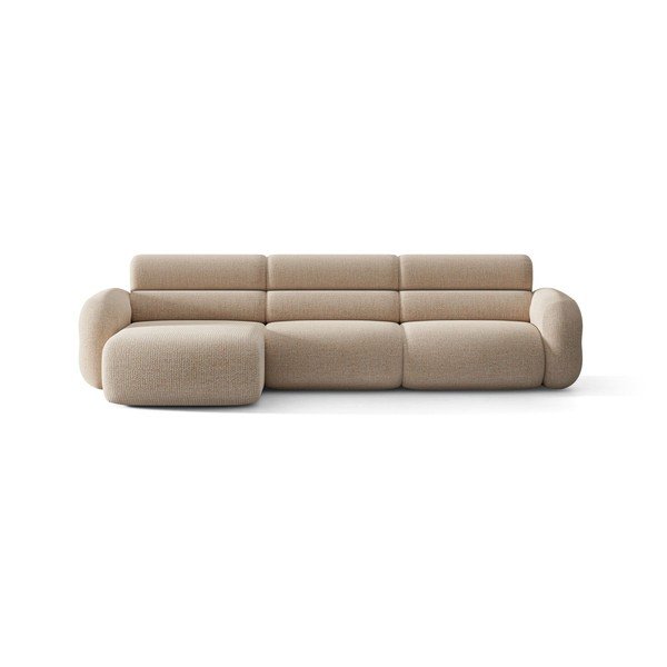 Divano angolare beige (con penisola a sinistra/con chaise lounge) con rivestimento in ciniglia Neo – Micadoni -image-1