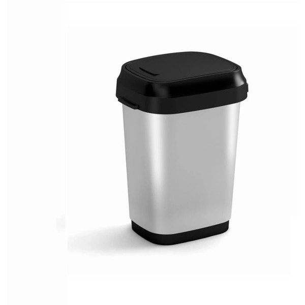 Cestino per la spazzatura argentato in plastica con pedale 10 l Dual Swing Bin Style S – KIS