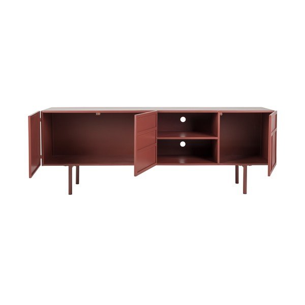Mobile TV rosso in metallo 160x58x36 cm Davis – White Label-image-3