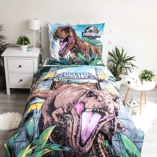 Biancheria da letto per bambini in cotone con effetto luminoso Jurassic World, 140 x 200 cm Jurský svět - Jerry Fabrics-image-1