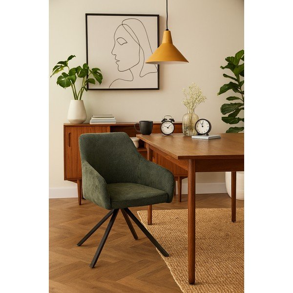 Sedia da pranzo verde in imbottito Lunio – Bonami Essentials-image-1