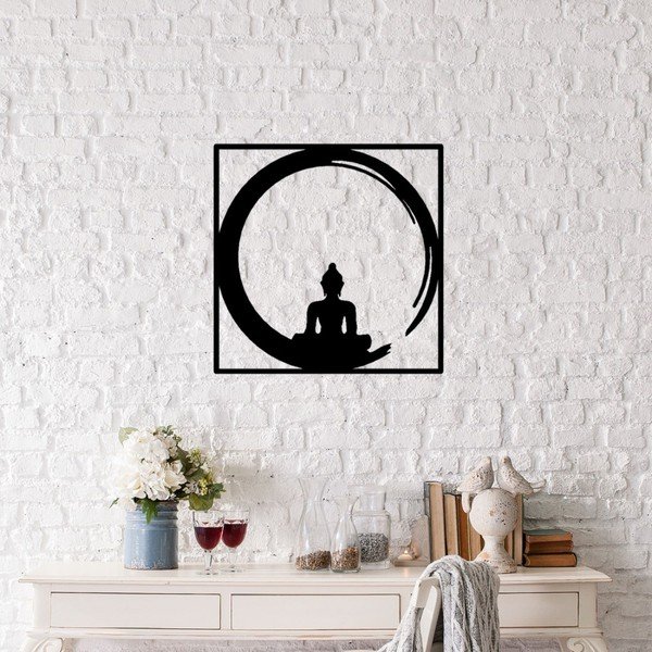 Decorazione da parete in metallo nero, 50 x 50 cm Buddha - Wallity