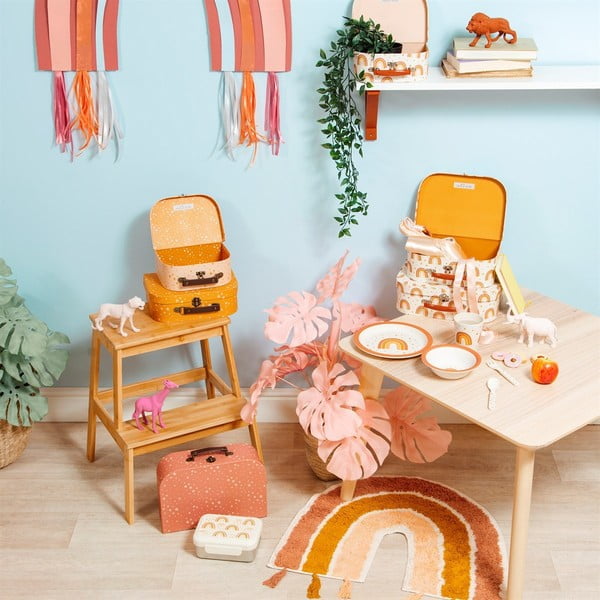 Tappeto in cotone arancione e rosa per bambini , 50 x 60 cm Earth Rainbow - Sass & Belle-image-1