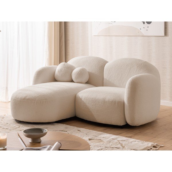 Divano angolare marrone chiaro (con penisola a sinistra/con chaise lounge) con rivestimento in bouclé Orbit – Ropez-image-4