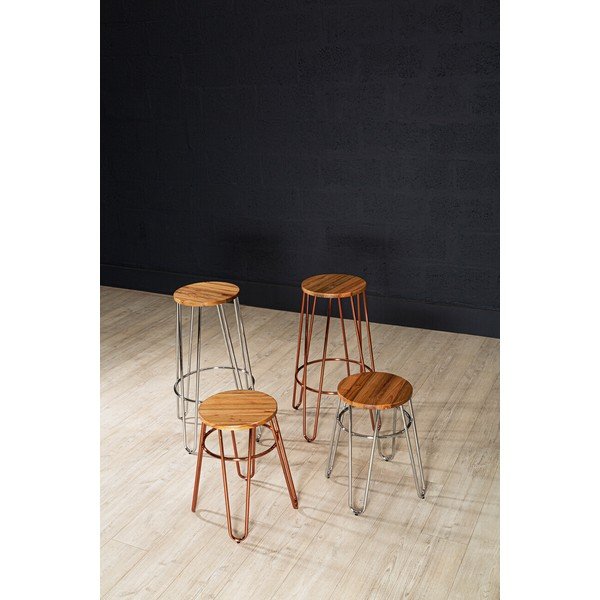 Sgabello di colore naturale/oro rosa in olmo massiccio District – Premier Housewares-image-2