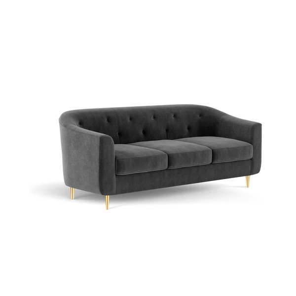 Divano in velluto grigio scuro Corde, 175 cm - Kooko Home-image-4