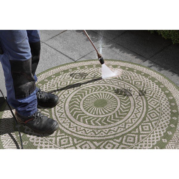 Tappeto per esterni verde e beige Rotondo, ø 120 cm - Ragami-image-3