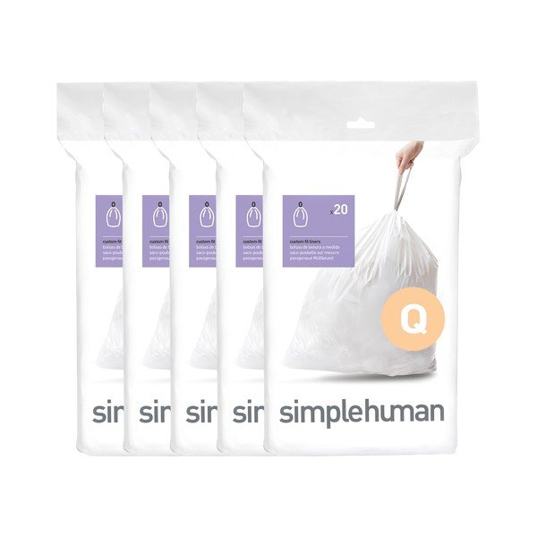 Sacchetti della spazzatura con chiusura 100 pz 65 l Q – simplehuman