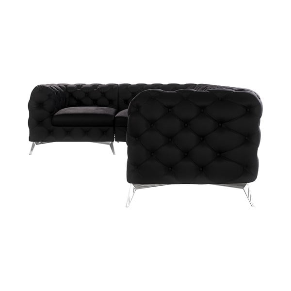 Divano angolare nero (con penisola a sinistra/a L) con rivestimento in velluto Chelsea – Ropez-image-1