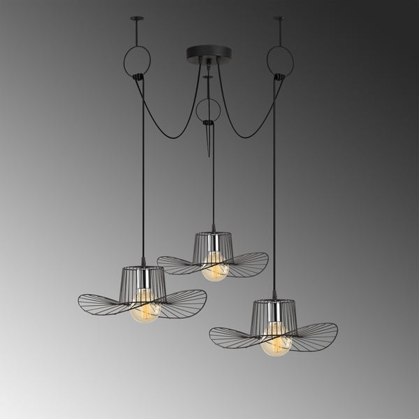 Lampadario nero con paralume in metallo ø 78 cm Tel – Opviq lights-image-1