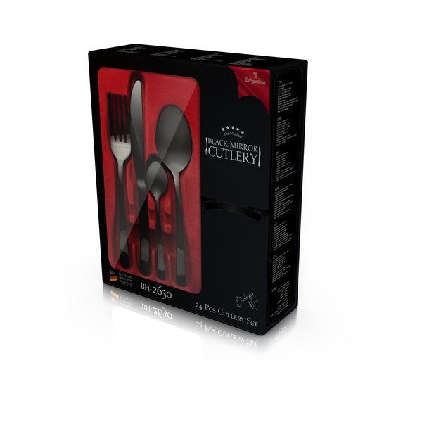 Posate in acciaio inox nero 24 pezzi Black Mirror Collection - BerlingerHaus-image-2