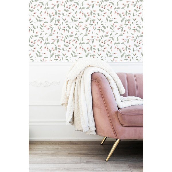 Carta da parati per bambini in tessuto grezzo 10 m x 50 cm Flower Buds - Lilipinso-image-3