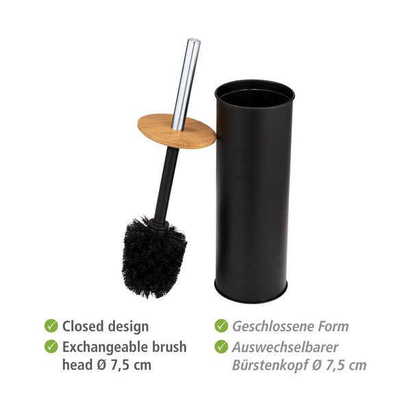 Spazzola per WC in acciaio nero Tortona - Wenko-image-4