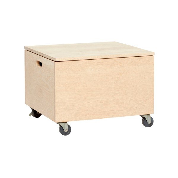 Pojízdný úložný box na kolečkách z dubového dřeva Hübsch Oak Wooden Box