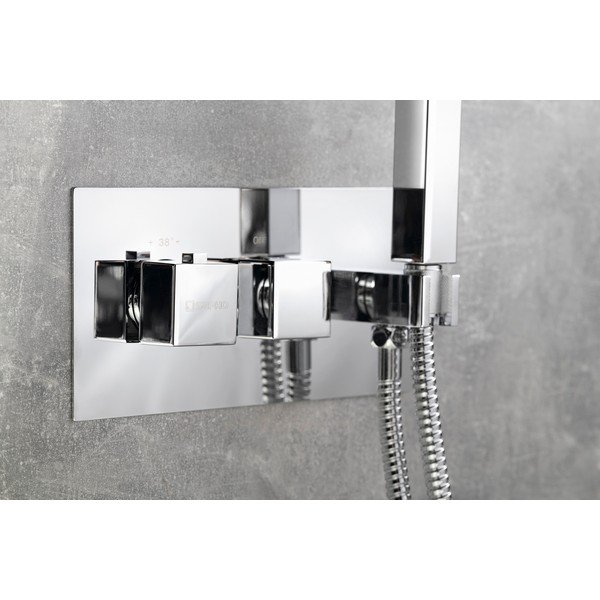 Rubinetto per doccia in argento lucido da incasso (con due uscite) Latus – Sapho-image-1