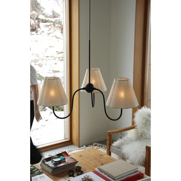 Lampadario beige in metallo con paralume in tessuto Veya – Markslöjd-image-4