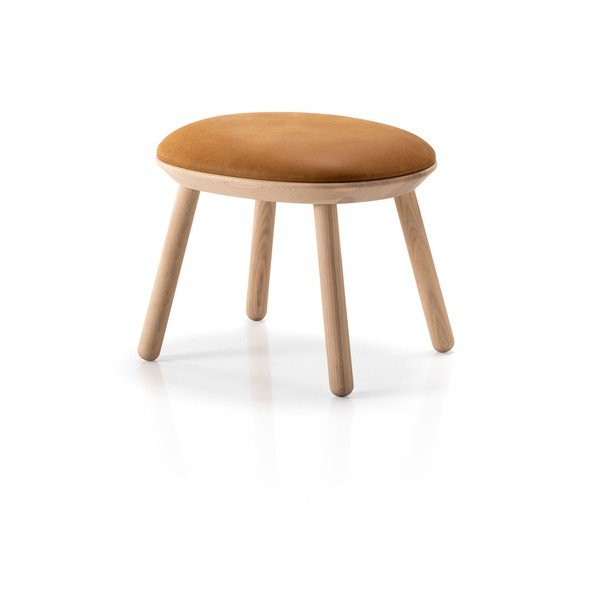 Pouf in pelle marrone cognac Naïve - EMKO-image-2
