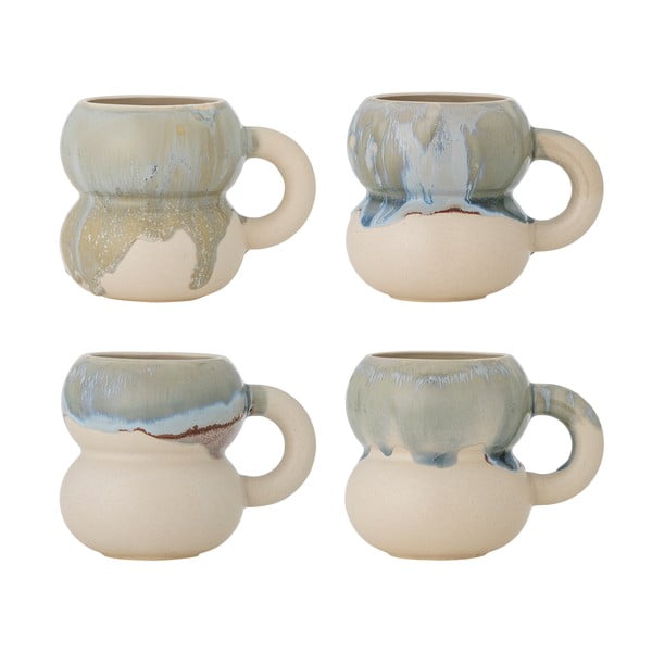 Tazze in set blu e color crema in gres 4 pz 400 ml Luna – Bloomingville