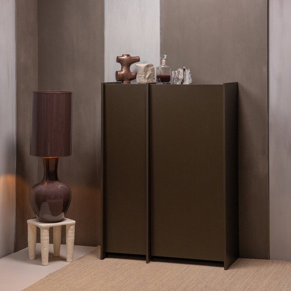 Armadietto marrone scuro con effetto frassino 102x140x44 cm Brock – WOOOD-image-1