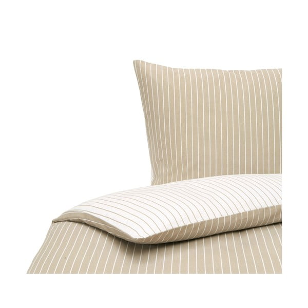 Biancheria da letto in flanella bianca e beige per letto singolo , 155 x 220 cm Talin - Westwing Collection-image-2