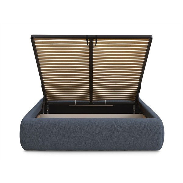 Letto matrimoniale imbottito blu scuro con contenitore/senza testiera con rete inclusa 160x200 cm Inera – Bobochic Paris-image-4