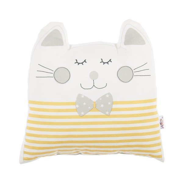 Cuscino per bambini giallo con cotone Mike & Co. NEW YORK Cuscino giocattolo Big Cat, 29 x 29 cm - Mike & Co. NEW YORK