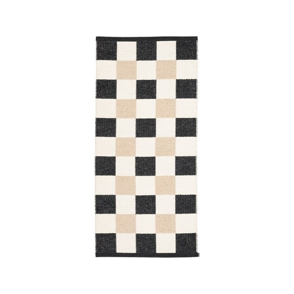 Passatoia da interno/esterno nera/color crema 70x160 cm Pix Black Vanilla – Pappelina-image-4