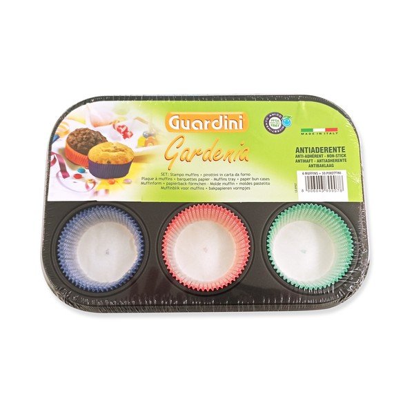 Set di 6 teglie per muffin in acciaio e 30 pirottini di carta - Guardini-image-2