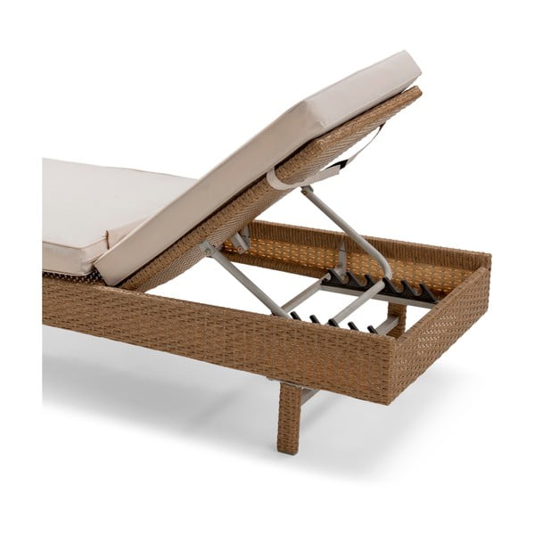Lettino da giardino beige in rattan artificiale, lunghezza 200 cm Portugal - Bonami Essentials-image-4
