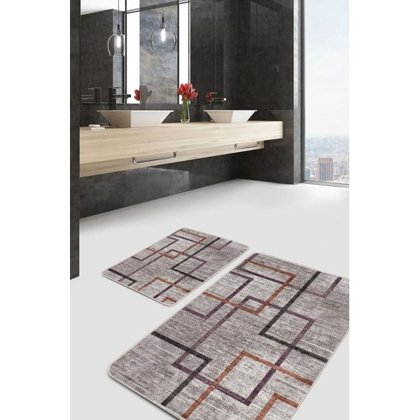 Set di tappetini per il bagno grigi in velluto 2 pz 60x100 cm – Mila Home-image-4
