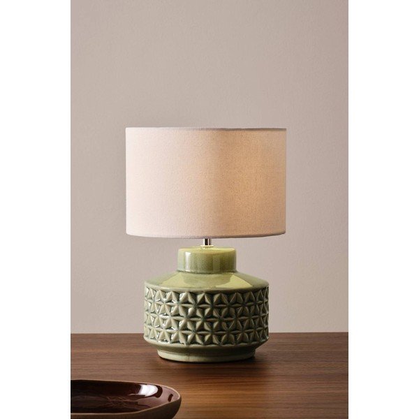 Lampada da tavolo grigia/beige in ceramica (altezza totale 35 cm) Monica – Jotex-image-2