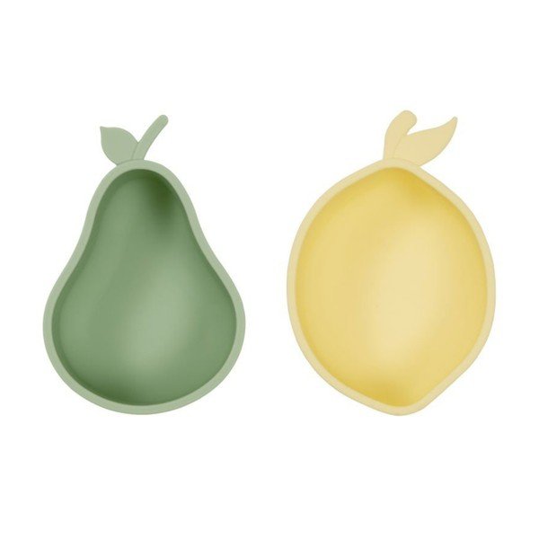 Ciotole per bambini in set gialle/verdi in silicone 2 pz Lemon & Pear – OYOY Mini