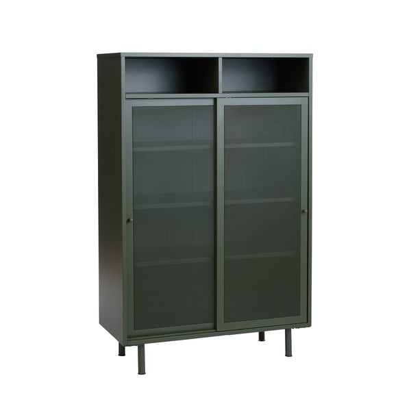 Armadietto in verde scuro in metallo con ante scorrevoli 90x140x40 cm Veep – Unique Furniture-image-4