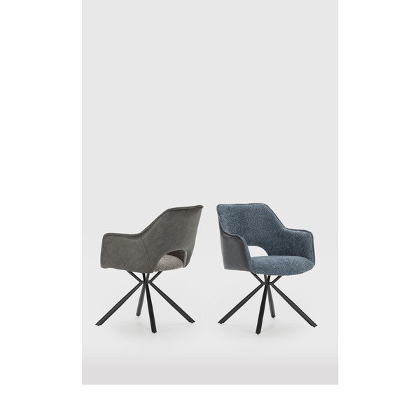 Set di sedie da pranzo grigia in imbottito con braccioli 2 pz Mariel – Marckeric-image-1